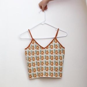 Zara orange and white cami top